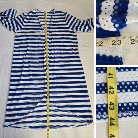 Chico's striped Tess long sleeve open front cardigan blue white mesh breezy 3 XL - Picture 10 of 10